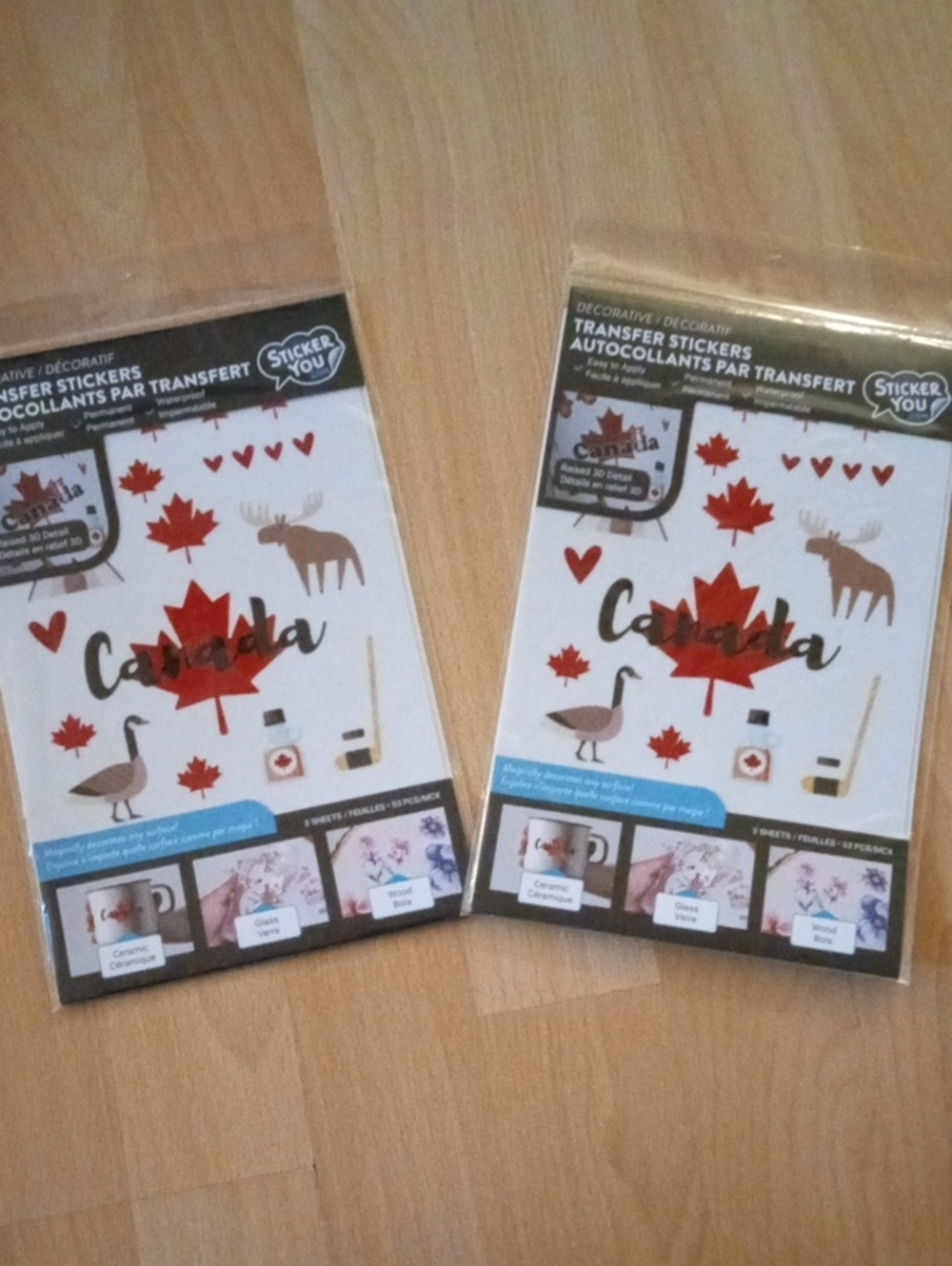 $ 1 DOLLAR>>>X2pk Canada Maple Leaf Transfer Sticker Set - Red and Brown